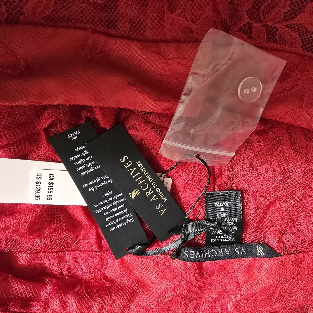 NEW VICTORIA'S SECRET VS Archives Rose Lace Pants Lipstick Red Size Medium - Picture 5 of 5